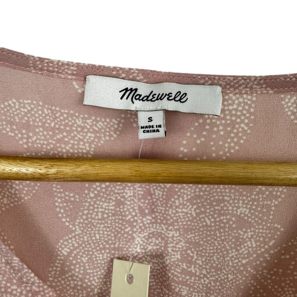 * Madewell 100% Silk V-Neck Tie-Sleeve Top in Pindot Blooms NWT $110 Dainty - Picture 6 of 14